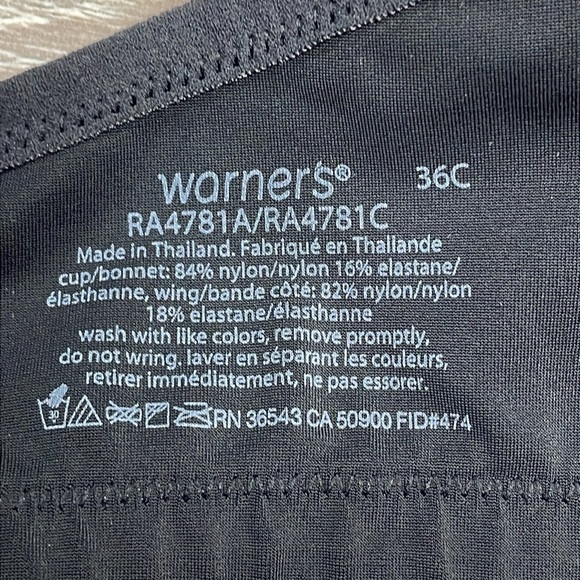 Warner’s Cloud 9 Sling Underwire Contour Bra Black RA4781A/RA4781C Size 36C - Picture 7 of 15